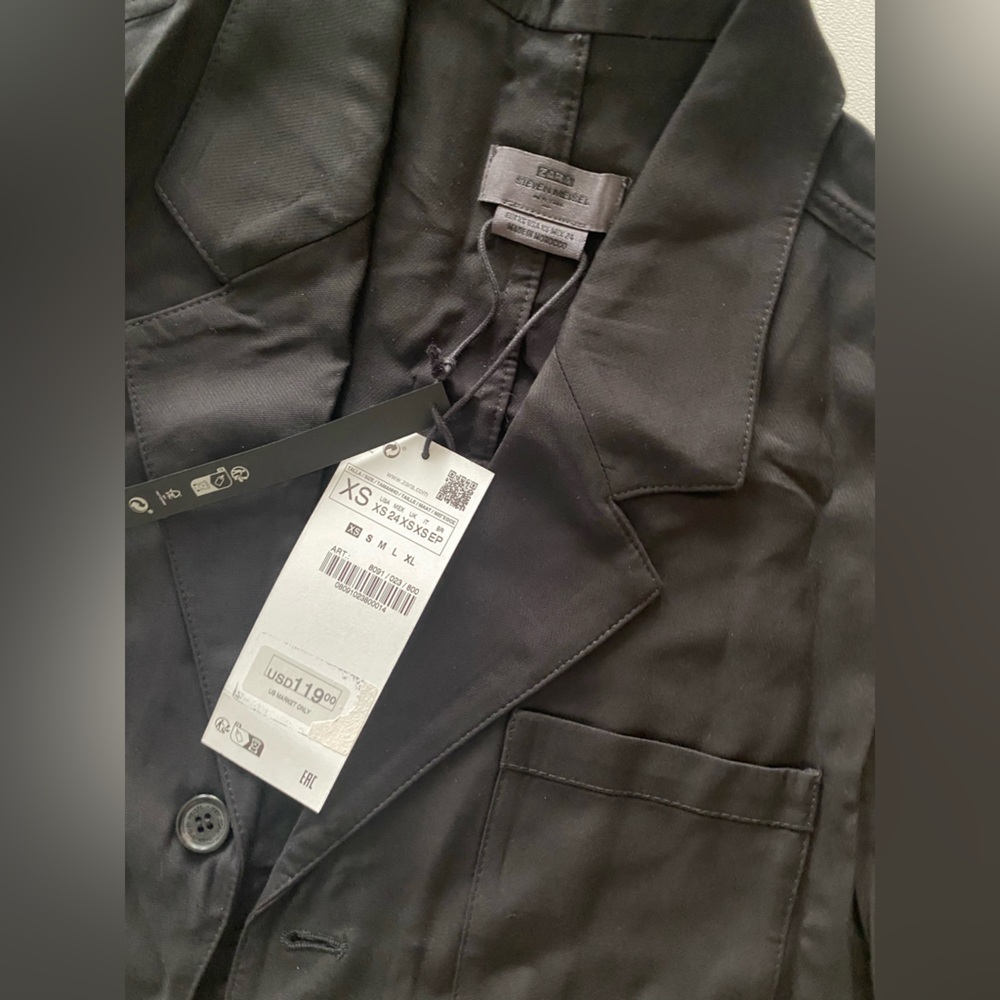 ZARA STEVEN MEISEL Shirt Dress Lightweight Coat Trench Jacket Black Size XS NWT - Picture 16 of 16